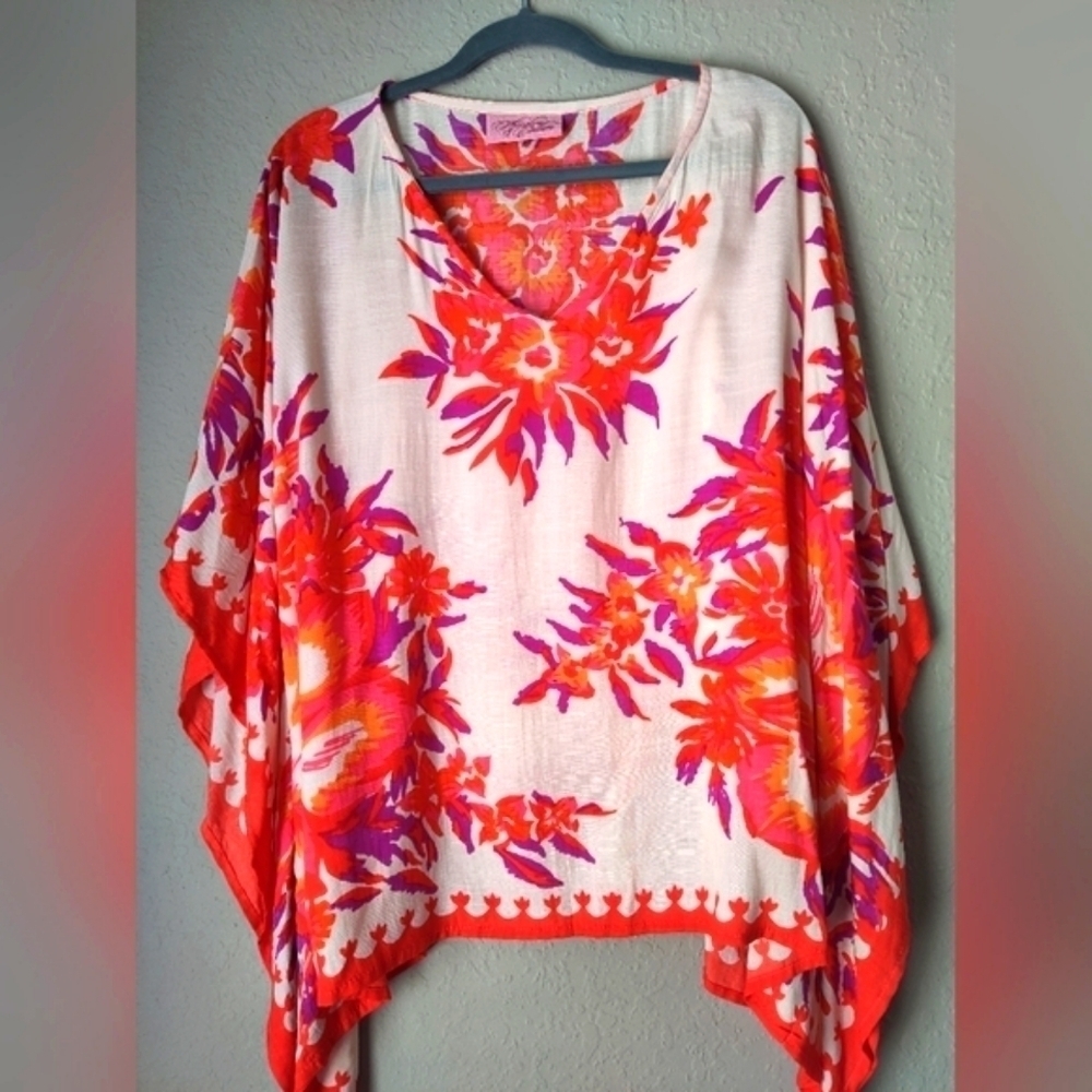 Theodora Callum Top Women One Size plus Hippie Blouse Floral